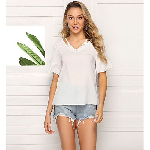 Women's Solid Colored T-shirt Daily V Neck White / Red / Yellow / Blushing Pink
Women's Solid Colored T-shirt Daily V Neck White / Red / Yellow / Blushing Pink