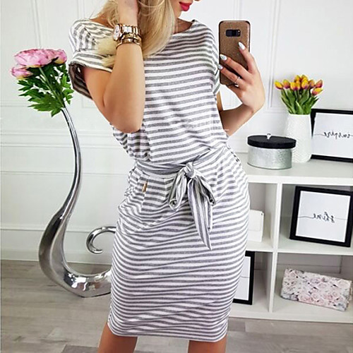 Women's A Line Dress Short Mini Dress Gray Black Short Sleeve Striped Patchwork Fall Summer Round Neck Vintage Sexy Going out 2021 S M L XL XXL 3XL
Women's A Line Dress Short Mini Dress Gray Black Short Sleeve Striped Patchwork Fall Summer Round Neck Vintage Sexy Going out 2021 S M L XL XXL 3XL