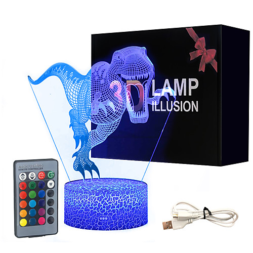 Dinosaur 3D Nightlight Night Light For Children Color-Changing Adorable Remote Control Touch Dimmer Gradient Mode Valentine's Day Christmas AA Batteries Powered USB 1pc
Dinosaur 3D Nightlight Night Light For Children Color-Changing Adorable Remote Control Touch Dimmer Gradient Mode Valentine's Day Christmas AA Batteries Powered USB 1pc