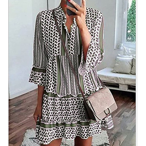 Women's A Line Dress - 3/4 Length Sleeve Geometric Summer Street chic 2020 Wine Blue Green S M L XL XXL
Women's A Line Dress - 3/4 Length Sleeve Geometric Summer Street chic 2020 Wine Blue Green S M L XL XXL