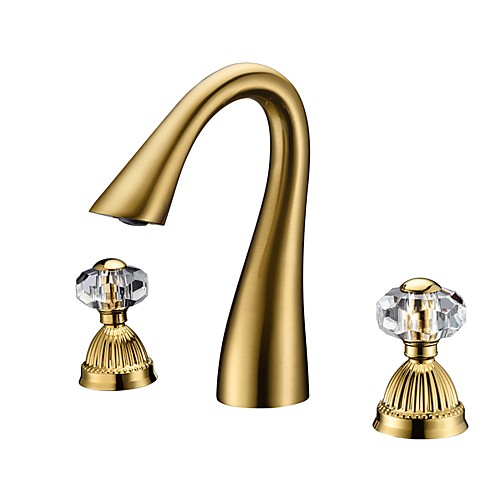 Bathroom Sink Faucet - Widespread Chrome / Ti-PVD Finish Dual Levers Three Hole Bath Mixer Faucet Classic Luxury Hot and Cold Water Tap
Bathroom Sink Faucet - Widespread Chrome / Ti-PVD Finish Dual Levers Three Hole Bath Mixer Faucet Classic Luxury Hot and Cold Water Tap