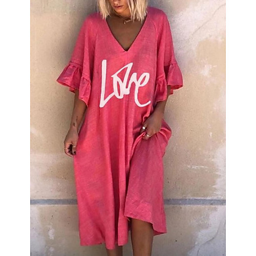 Women's A-Line Dress Midi Dress - Half Sleeve Letter Summer V Neck Casual 2020 Black Red Khaki Green Gray Light Blue S M L XL XXL
Women's A-Line Dress Midi Dress - Half Sleeve Letter Summer V Neck Casual 2020 Black Red Khaki Green Gray Light Blue S M L XL XXL