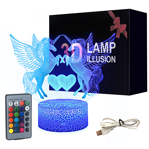 Unicorn 3D Nightlight Night Light Color-Changing Adorable Decoration Remote Control Touch Dimmer Gradient Mode Valentine's Day Christmas AA Batteries Powered USB 1pc
Unicorn 3D Nightlight Night Light Color-Changing Adorable Decoration Remote Control Touch Dimmer Gradient Mode Valentine's Day Christmas AA Batteries Powered USB 1pc