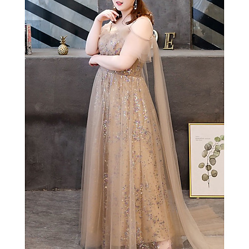 A-Line Sparkle Plus Size Engagement Formal Evening Dress V Neck Short Sleeve Floor Length Tulle with Bow(s) Sequin 2020
A-Line Sparkle Plus Size Engagement Formal Evening Dress V Neck Short Sleeve Floor Length Tulle with Bow(s) Sequin 2020