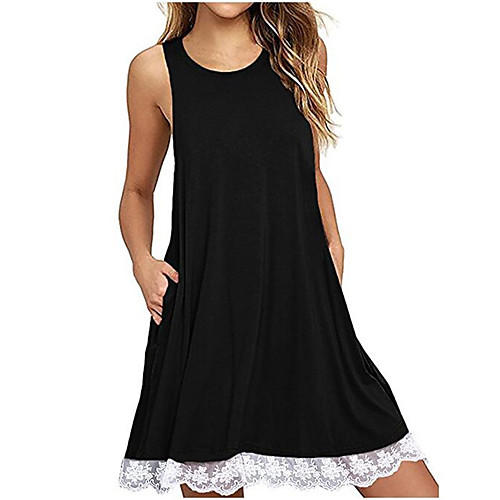 Women's Shift Dress - Sleeveless Solid Color Lace Patchwork Spring Summer Casual Daily Weekend Loose 2020 Wine Black Purple Yellow Green Brown Navy Blue S M L XL XXL
Women's Shift Dress - Sleeveless Solid Color Lace Patchwork Spring Summer Casual Daily Weekend Loose 2020 Wine Black Purple Yellow Green Brown Navy Blue S M L XL XXL