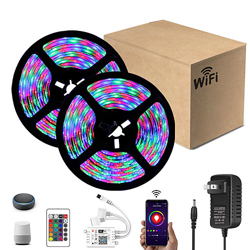 Intelligent Dimming App Control Flexible Led Strip Lights 10M (2x5M) 2835 RGB SMD IR 24 Key Controller with 12V 2A Adapter Kit
Intelligent Dimming App Control Flexible Led Strip Lights 10M (2x5M) 2835 RGB SMD IR 24 Key Controller with 12V 2A Adapter Kit