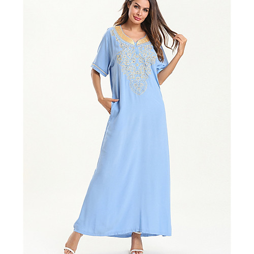 Women's Shift Dress Maxi long Dress - Short Sleeves Solid Color Summer Elegant 2020 Light Blue M L XL
Women's Shift Dress Maxi long Dress - Short Sleeves Solid Color Summer Elegant 2020 Light Blue M L XL