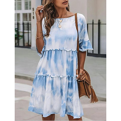 Women's A-Line Dress Knee Length Dress - Short Sleeves Tie Dye Summer Casual Chinoiserie 2020 White S M L XL
Women's A-Line Dress Knee Length Dress - Short Sleeves Tie Dye Summer Casual Chinoiserie 2020 White S M L XL