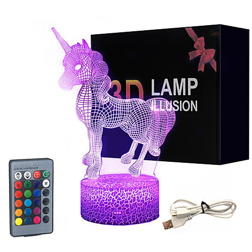 Unicorn 3D Nightlight Night Light Color-Changing Adorable Decoration Remote Control Touch Dimmer Gradient Mode Valentine's Day Christmas AA Batteries Powered USB 1pc
Unicorn 3D Nightlight Night Light Color-Changing Adorable Decoration Remote Control Touch Dimmer Gradient Mode Valentine's Day Christmas AA Batteries Powered USB 1pc