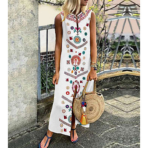 Women's Sheath Dress Maxi long Dress - Sleeveless Floral Summer Boho 2020 White Black S M L XL XXL XXXL XXXXL XXXXXL
Women's Sheath Dress Maxi long Dress - Sleeveless Floral Summer Boho 2020 White Black S M L XL XXL XXXL XXXXL XXXXXL