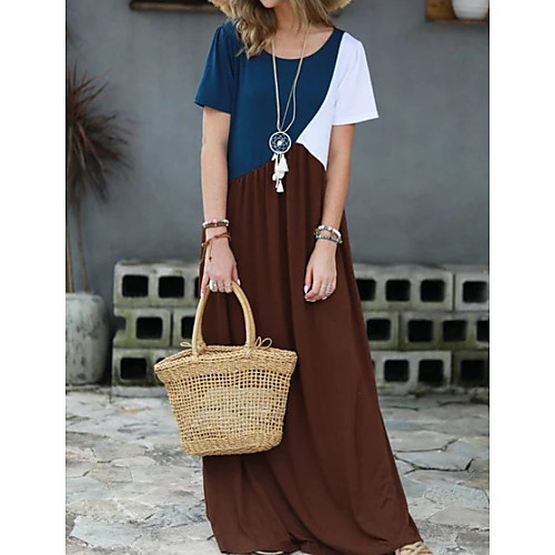 Women's Swing Dress Maxi long Dress - Short Sleeves Color Block Summer Formal 2020 Blushing Pink Green Brown Gray S M L XL XXL XXXL
Women's Swing Dress Maxi long Dress - Short Sleeves Color Block Summer Formal 2020 Blushing Pink Green Brown Gray S M L XL XXL XXXL