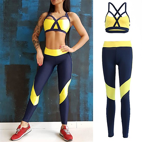 Women's 2pcs Yoga Suit Summer Removable Pad Wireless Cross Halter Fashion Yellow Spandex Fitness Gym Workout Running High Waist Leggings Bra Top Clothing Suit Sport Activewear Tummy Control Butt Lift
Women's 2pcs Yoga Suit Summer Removable Pad Wireless Cross Halter Fashion Yellow Spandex Fitness Gym Workout Running High Waist Leggings Bra Top Clothing Suit Sport Activewear Tummy Control Butt Lift