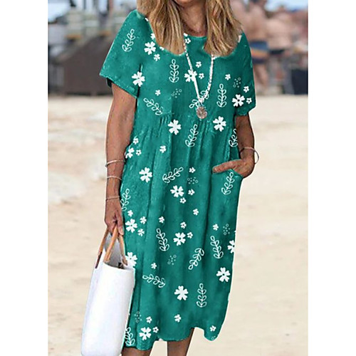 Women's A-Line Dress Knee Length Dress - Short Sleeves Floral Summer Casual Mumu 2020 Blue Green S M L XL XXL XXXL
Women's A-Line Dress Knee Length Dress - Short Sleeves Floral Summer Casual Mumu 2020 Blue Green S M L XL XXL XXXL