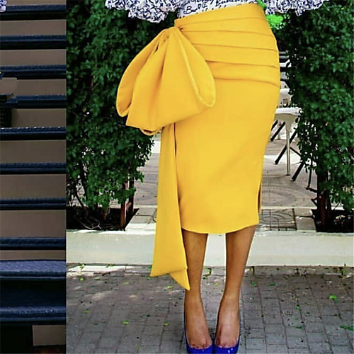 Women's Daily Wear / Office Basic Bodycon Skirts - Solid Colored Bow / Patchwork Yellow S M L
Women's Daily Wear / Office Basic Bodycon Skirts - Solid Colored Bow / Patchwork Yellow S M L