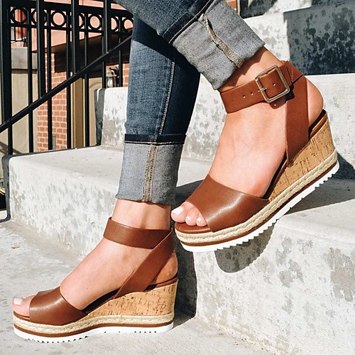 Women's Sandals Wedge Sandals Summer Wedge Heel Open Toe Daily PU White / Black / Gold
Women's Sandals Wedge Sandals Summer Wedge Heel Open Toe Daily PU White / Black / Gold