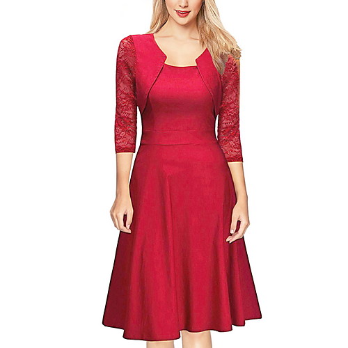 Women's A Line Dress Knee Length Dress Blushing Pink Wine Green Black Red Navy Blue 3/4 Length Sleeve Solid Color Summer Round Neck Work Hot 2021 S M L XL XXL
Women's A Line Dress Knee Length Dress Blushing Pink Wine Green Black Red Navy Blue 3/4 Length Sleeve Solid Color Summer Round Neck Work Hot 2021 S M L XL XXL