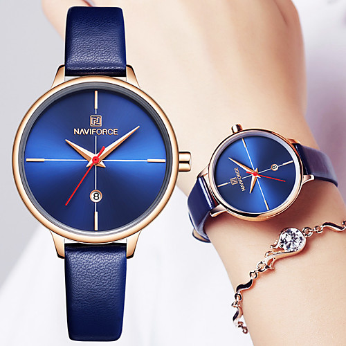 NAVIFORCE Women's Quartz Watches Fashion Blue Red Grey PU Leather Japanese Quartz Red Orange Blue Water Resistant / Waterproof Calendar / date / day Casual Watch 30 m 1 pc Analog One Year Battery Life
NAVIFORCE Women's Quartz Watches Fashion Blue Red Grey PU Leather Japanese Quartz Red Orange Blue Water Resistant / Waterproof Calendar / date / day Casual Watch 30 m 1 pc Analog One Year Battery Life