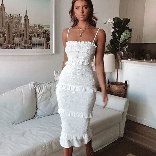 Women's Strap Dress Knee Length Dress Blushing Pink Green White Black Red Sleeveless Solid Color Summer Sexy 2021 S M L XL
Women's Strap Dress Knee Length Dress Blushing Pink Green White Black Red Sleeveless Solid Color Summer Sexy 2021 S M L XL
