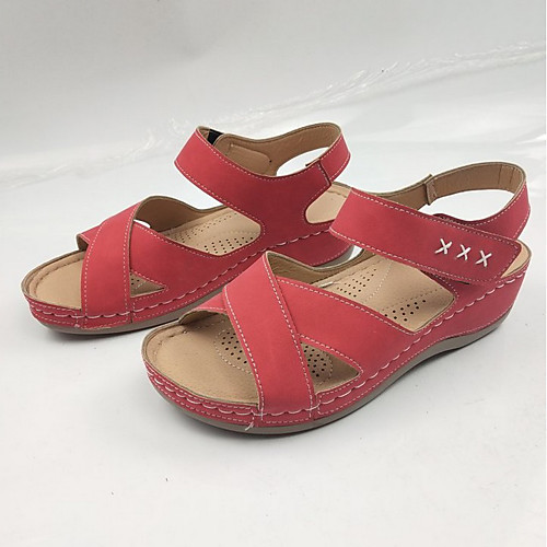 Women's Sandals Wedge Sandals Flat Sandal Summer Wedge Heel Peep Toe Daily PU Wine / Black / Blue
Women's Sandals Wedge Sandals Flat Sandal Summer Wedge Heel Peep Toe Daily PU Wine / Black / Blue