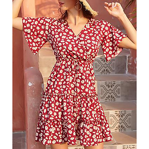 Women's A Line Dress - Short Sleeves Color Block Summer V Neck Vintage Street chic 2020 White Black Red Yellow S M L XL
Women's A Line Dress - Short Sleeves Color Block Summer V Neck Vintage Street chic 2020 White Black Red Yellow S M L XL