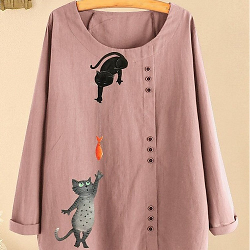 Women's Animal Loose Blouse Daily White / Yellow / Blushing Pink / Navy Blue 
Women's Animal Loose Blouse Daily White / Yellow / Blushing Pink / Navy Blue