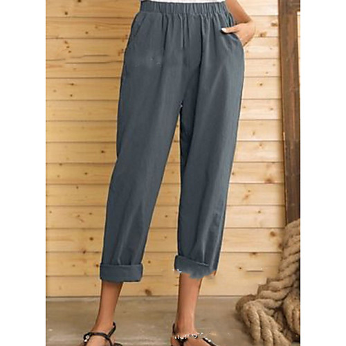 Women's Basic Loose Cotton Chinos Pants - Solid Colored High Waist Black Blue Gray M / L / XL
Women's Basic Loose Cotton Chinos Pants - Solid Colored High Waist Black Blue Gray M / L / XL