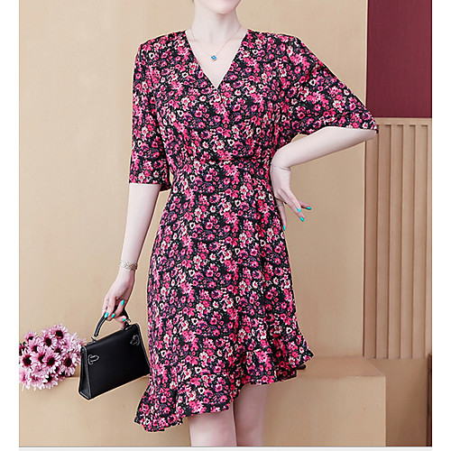 Women's A Line Dress - Half Sleeve Floral Summer V Neck Street chic 2020 Red Yellow M L XL XXL XXXL XXXXL XXXXXL
Women's A Line Dress - Half Sleeve Floral Summer V Neck Street chic 2020 Red Yellow M L XL XXL XXXL XXXXL XXXXXL
