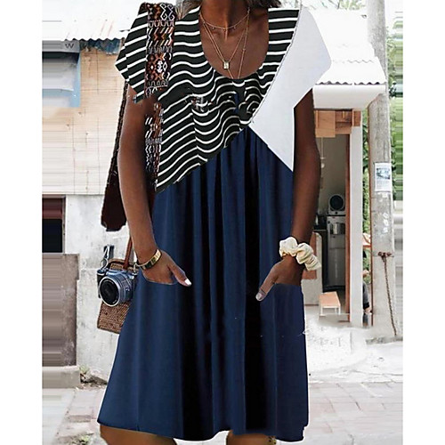 Women's A-Line Dress Knee Length Dress - Short Sleeves Striped Summer Casual Chinoiserie 2020 Black Blue Red Gray S M L XL XXL XXXL XXXXL XXXXXL
Women's A-Line Dress Knee Length Dress - Short Sleeves Striped Summer Casual Chinoiserie 2020 Black Blue Red Gray S M L XL XXL XXXL XXXXL XXXXXL