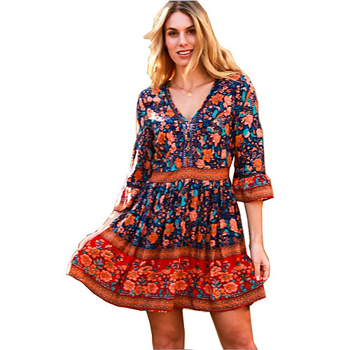 Women's Swing Dress Short Mini Dress - Long Sleeve Print Summer Casual Mumu 2020 White Blue S M L XL
Women's Swing Dress Short Mini Dress - Long Sleeve Print Summer Casual Mumu 2020 White Blue S M L XL