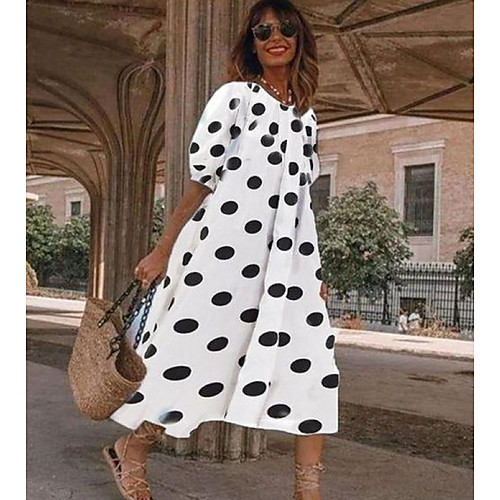 Women's A-Line Dress Midi Dress - Half Sleeve Polka Dot Summer Work 2020 White Black Navy Blue Light Blue S M L XL XXL
Women's A-Line Dress Midi Dress - Half Sleeve Polka Dot Summer Work 2020 White Black Navy Blue Light Blue S M L XL XXL