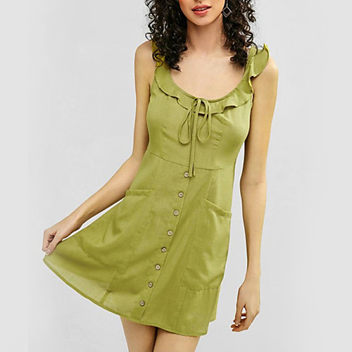 Women's A Line Dress - Sleeveless Solid Color Backless Ruffle Summer Fall Strap Elegant Street chic Party Beach Belt Not Included 2020 Green S M L XL
Women's A Line Dress - Sleeveless Solid Color Backless Ruffle Summer Fall Strap Elegant Street chic Party Beach Belt Not Included 2020 Green S M L XL