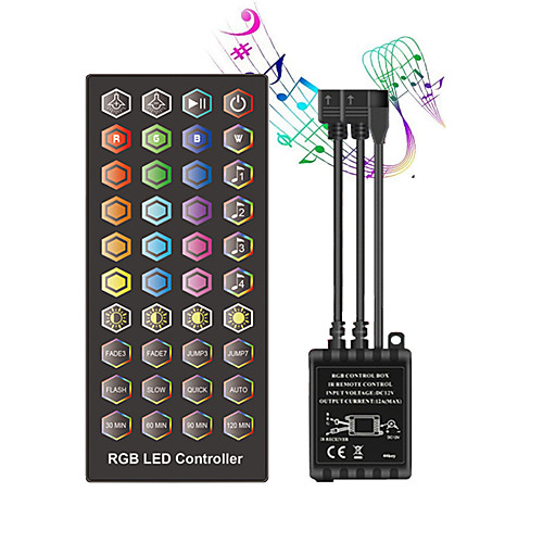 Double outgoing line Infrared Timed Music Controller - LED Music Controller 40 keys IR Remote Controller Sound Sensor Controller for RGB Strip Lights DC12V
Double outgoing line Infrared Timed Music Controller - LED Music Controller 40 keys IR Remote Controller Sound Sensor Controller for RGB Strip Lights DC12V