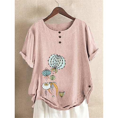 Women's Blouse Shirt Floral Pattern Flower Button Print Round Neck Basic Tops Cotton Blushing Pink Green
Women's Blouse Shirt Floral Pattern Flower Button Print Round Neck Basic Tops Cotton Blushing Pink Green