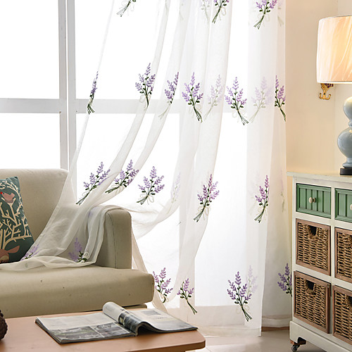 Two Panel Korean Pastoral Style Lavender Embroidered Yarn Curtain Semi-Transparent Living Room Bedroom Children's Room Yarn Curtain 
Two Panel Korean Pastoral Style Lavender Embroidered Yarn Curtain Semi-Transparent Living Room Bedroom Children's Room Yarn Curtain