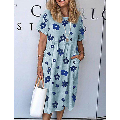 Women's A-Line Dress Midi Dress - Short Sleeves Floral Summer Casual Mumu 2020 Beige Light Blue S M L XL XXL XXXL
Women's A-Line Dress Midi Dress - Short Sleeves Floral Summer Casual Mumu 2020 Beige Light Blue S M L XL XXL XXXL
