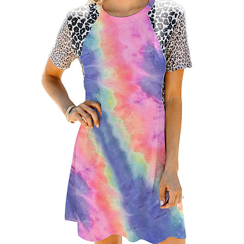 Women's Shift Dress Knee Length Dress - Short Sleeves Leopard Tie Dye Summer Casual 2020 Rainbow S M L XL XXL
Women's Shift Dress Knee Length Dress - Short Sleeves Leopard Tie Dye Summer Casual 2020 Rainbow S M L XL XXL