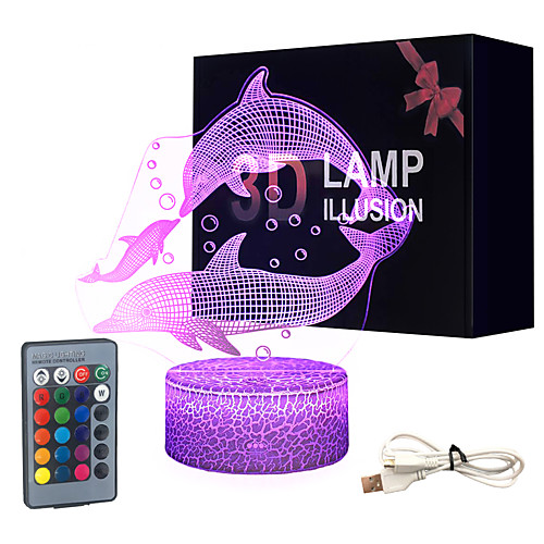 Dolphin Gifts 3D Illusion Lamp Dolphin Night Light for Bedroom Decoration Fashion Style Gifts for Birthday Xmas with Remote Control 16 Color Change Dim Function 4 Flash Mode
Dolphin Gifts 3D Illusion Lamp Dolphin Night Light for Bedroom Decoration Fashion Style Gifts for Birthday Xmas with Remote Control 16 Color Change Dim Function 4 Flash Mode