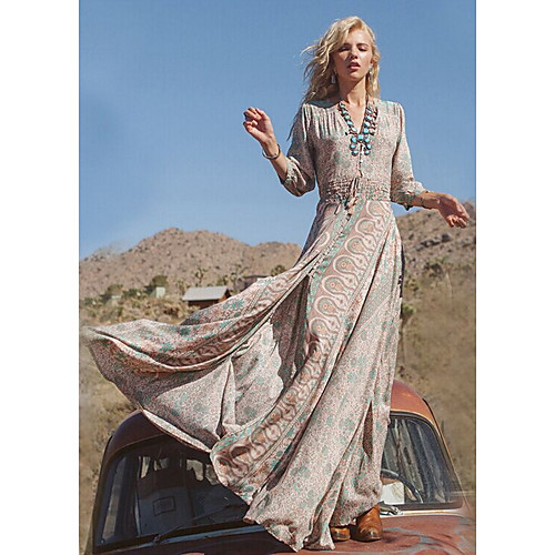 Women's A-Line Dress Maxi long Dress - 3/4 Length Sleeve Print Summer Casual Chinoiserie 2020 Khaki S M L XL XXL XXXL XXXXL XXXXXL
Women's A-Line Dress Maxi long Dress - 3/4 Length Sleeve Print Summer Casual Chinoiserie 2020 Khaki S M L XL XXL XXXL XXXXL XXXXXL