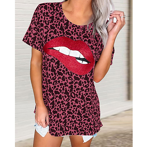 Women's T shirt Geometric Leopard Cheetah Print Round Neck Tops Wine Light Brown Khaki
Women's T shirt Geometric Leopard Cheetah Print Round Neck Tops Wine Light Brown Khaki