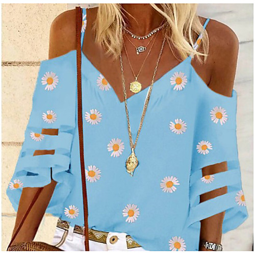 Women's Floral Daisy Cut Out Print T-shirt Basic Daily Strap V Neck White / Blue / Purple / Green
Women's Floral Daisy Cut Out Print T-shirt Basic Daily Strap V Neck White / Blue / Purple / Green