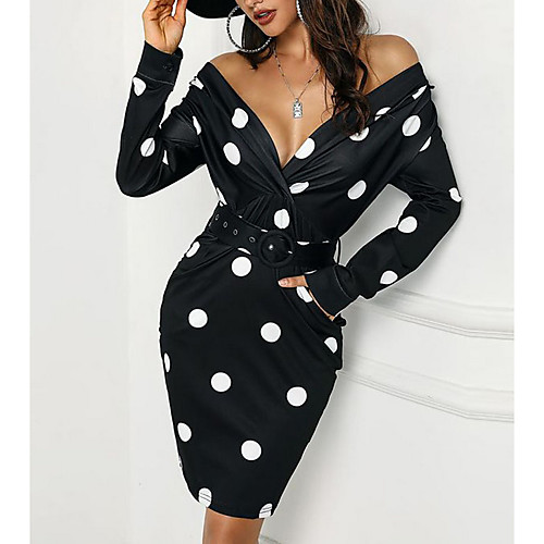 Women's Mini Sheath Dress - Short Sleeves Polka Dot Summer V Neck Sexy Slim 2020 Black S M L XL
Women's Mini Sheath Dress - Short Sleeves Polka Dot Summer V Neck Sexy Slim 2020 Black S M L XL