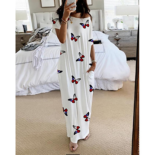 Women's Shift Dress Maxi long Dress - Short Sleeves Animal Summer Elegant 2020 White Light gray S M L XL
Women's Shift Dress Maxi long Dress - Short Sleeves Animal Summer Elegant 2020 White Light gray S M L XL