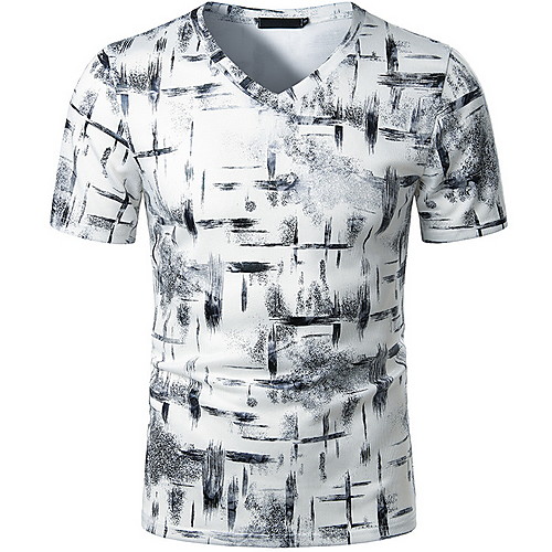 Men's T shirt Shirt Geometric Print Short Sleeve Daily Slim Tops Basic V Neck White Light gray
Men's T shirt Shirt Geometric Print Short Sleeve Daily Slim Tops Basic V Neck White Light gray