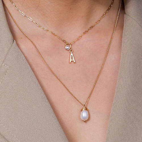 Women's Pendant Necklace Necklace Layered Necklace Stacking Stackable Letter Simple Classic Trendy Romantic Pearl Chrome Gold 50 cm Necklace Jewelry 1pc For Party Evening Street Birthday Party Beach
Women's Pendant Necklace Necklace Layered Necklace Stacking Stackable Letter Simple Classic Trendy Romantic Pearl Chrome Gold 50 cm Necklace Jewelry 1pc For Party Evening Street Birthday Party Beach