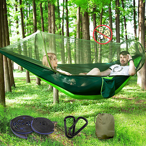 Camping Hammock with Pop Up Mosquito Net Double Hammock Outdoor Breathable Anti-Mosquito Ultra Light (UL) Foldable Mesh Parachute Nylon with Carabiners and Tree Straps for 2 person Camping / Hiking
Camping Hammock with Pop Up Mosquito Net Double Hammock Outdoor Breathable Anti-Mosquito Ultra Light (UL) Foldable Mesh Parachute Nylon with Carabiners and Tree Straps for 2 person Camping / Hiking