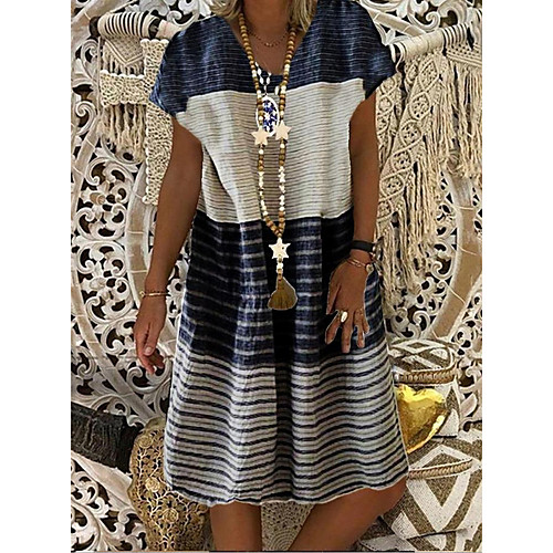 Women's A-Line Dress Knee Length Dress - Short Sleeves Striped Color Block Summer Casual Vintage 2020 Black Blue Purple Khaki Dusty Blue S M L XL XXL XXXL XXXXL XXXXXL
Women's A-Line Dress Knee Length Dress - Short Sleeves Striped Color Block Summer Casual Vintage 2020 Black Blue Purple Khaki Dusty Blue S M L XL XXL XXXL XXXXL XXXXXL