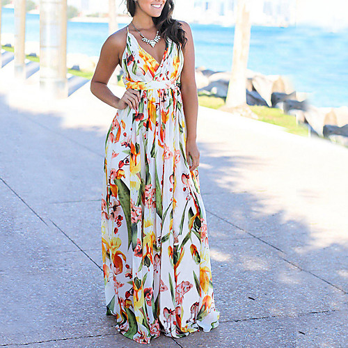 Women's Strap Dress Maxi long Dress Blue Yellow Green White Red Sleeveless Floral Summer V Neck Streetwear 2021 S M L XL XXL
Women's Strap Dress Maxi long Dress Blue Yellow Green White Red Sleeveless Floral Summer V Neck Streetwear 2021 S M L XL XXL