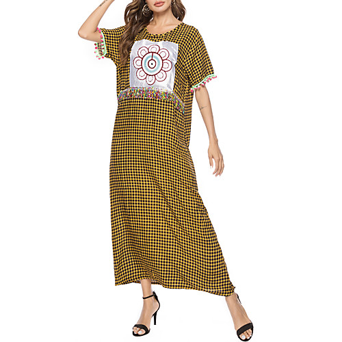 Women's Shift Dress Maxi long Dress Yellow Short Sleeve Sun Flower Print Tassel Fringe Patchwork Summer Round Neck Elegant Casual Going out Loose 2021 M L XL XXL / Cotton / Cotton
Women's Shift Dress Maxi long Dress Yellow Short Sleeve Sun Flower Print Tassel Fringe Patchwork Summer Round Neck Elegant Casual Going out Loose 2021 M L XL XXL / Cotton / Cotton