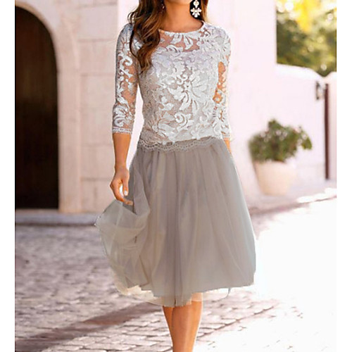 Women's A Line Dress - 3/4 Length Sleeve Lace Mesh Spring & Summer Elegant Going out Beige M L XL XXL XXXL
Women's A Line Dress - 3/4 Length Sleeve Lace Mesh Spring & Summer Elegant Going out Beige M L XL XXL XXXL