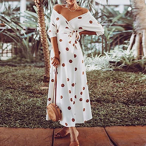 Women's Maxi Sheath Dress - Half Sleeve Print Summer V Neck Elegant Slim 2020 White S M L XL
Women's Maxi Sheath Dress - Half Sleeve Print Summer V Neck Elegant Slim 2020 White S M L XL